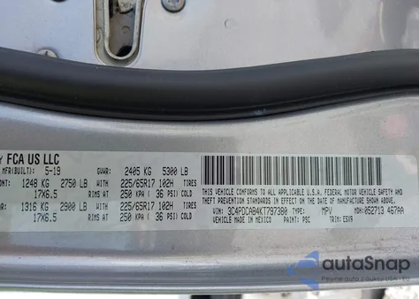 2019 Dodge Journey Se Value Package z USA, uszkodzony, nr VIN 3C4PDCAB4KT797380